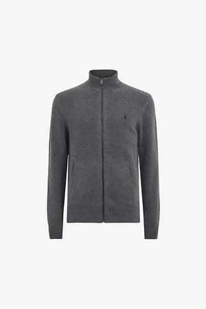 AllSaints Statten Logo-embroidered Zip-up Stretch-knit Cardigan