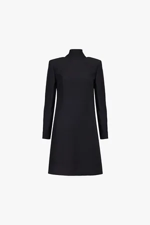 VALENTINO GARAVANI Bow-embellishment Round-neck Wool and Silk Midi Dress