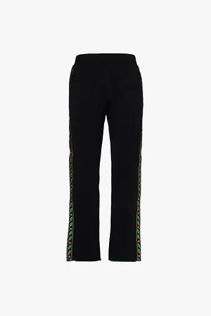 Casablanca Laurel Embroidered Straight-leg Wool Knitted Trousers