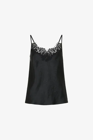 Whistles Lace-trim Satin Cami Top