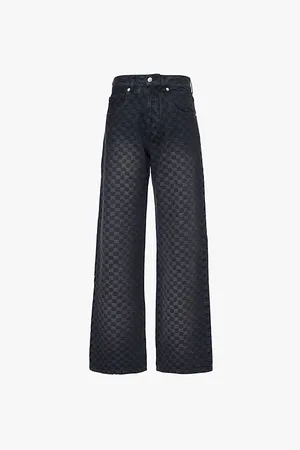 MISBHV Washed Jacquard-monogram Denim Trousers