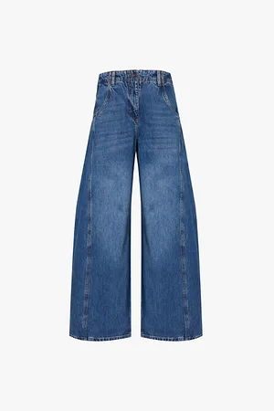 ME AND EM Engineered Relaxed Jean Faded-wash Wide-leg High-rise Denim Jeans