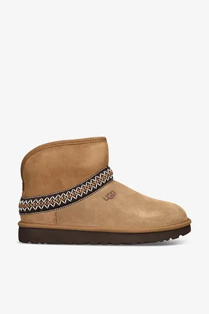 UGG Classic Mini Crescent Suede and Shearling Boots