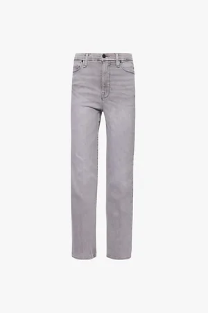 GOOD AMERICAN Good Curve Faded-wash Straight-leg High-rise Denim-blend Jeans