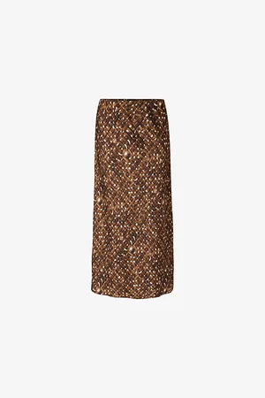 Soeur Fever Graphic-print Mid-rise Silk Midi Skirt