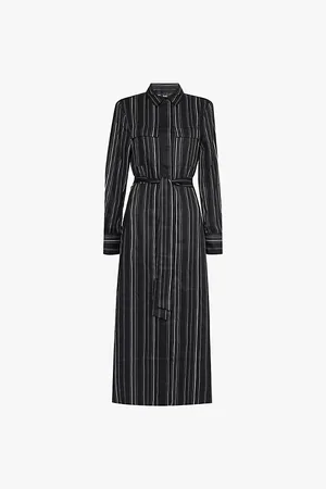 ME AND EM Stripe-print Long-sleeves Woven Maxi Dress