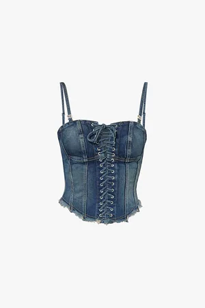 MISBHV Lara Lace-up Denim Corset Top