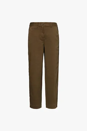 ME AND EM The Perfect Chino Ribbed-panels Tapered-leg High-rise Stretch-cotton Trousers