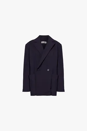 Issey Miyake Double-breasted Relaxed Fit Woven-blend Blazer