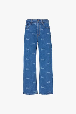 Gucci Regular-fit Brand-print Denim Jeans