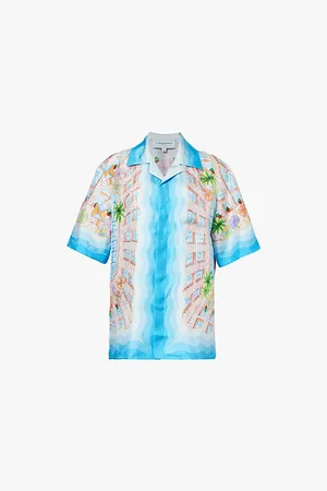 Casablanca Graphic-print Short-sleeve Silk Shirt