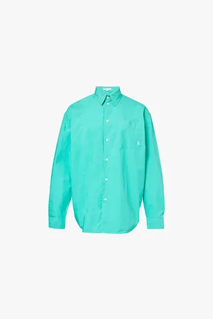 Sporty & Rich Brand-embriodered Long-sleeve Cotton-poplin Shirt