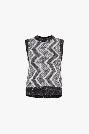Missoni Chevron Sequin-embellished Knit Vest