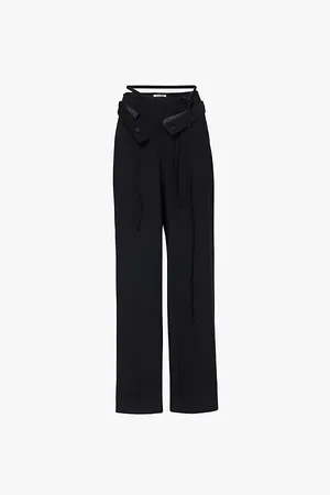 OTTOLINGER Double Fold Suit Drawstring-waistband Wide-leg High-rise Woven Trousers