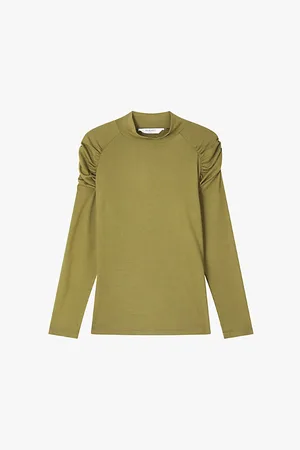 LK Bennett Lacey Gathered-shoulder Stretch-jersey Top