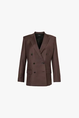 THEORY Boxy Double-breasted Wool Blazer