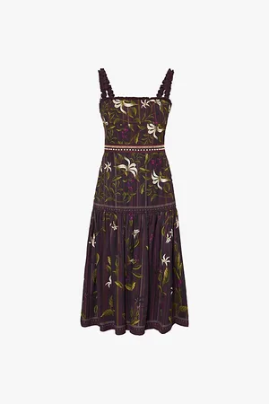 Agua by Agua Bendita Nispero Café Flower-print Recycled-viscose Blend Midi Dress