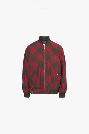 Burberry Check-print Two-buttoned-pockets Relaxed-fit Woven-blend Jacket