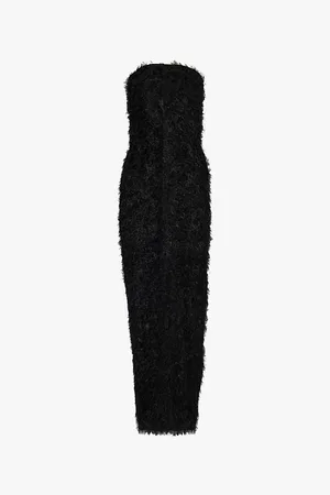 Totême Fil Coupé Strapless Woven Midi Dress