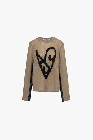 Acne Studios Heart-embroidered Knitted Wool-blend Jumper