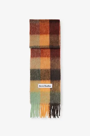 Acne Studios Check Fringed Wool-blend Scarf