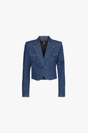 Paige Betania Peak-lapels Stretch-denim Blazer