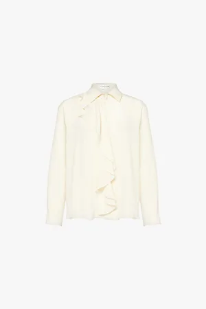 Victoria Beckham Ruffle Detail Long-sleeves Silk Blouse
