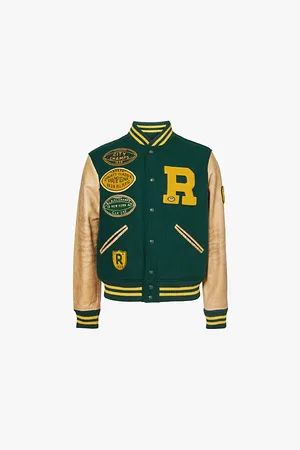 Ralph Lauren Text-embroidery Ribbed-trims Regular-fit Wool-blend Jacket