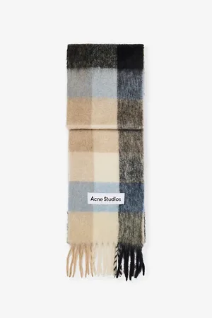 Acne Studios Check Brand-appliqué Wool-blend Scarf