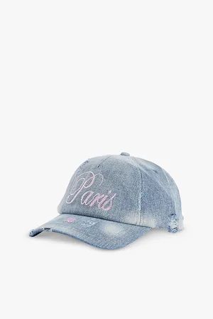 MISBHV Paris Rhinestone-text Distressed Denim Cap