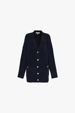 Frame Boyfriend Bouclé-texture Knitted Cardigan