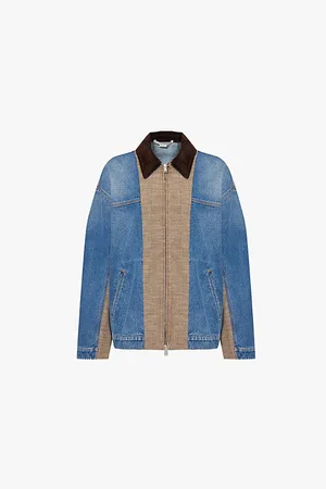 Stella McCartney Contrast-knitted-panel Relaxed-fit Denim Jacket