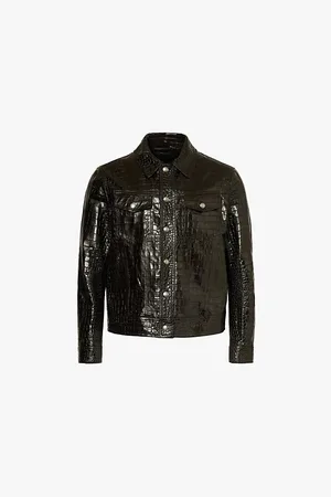 Tom Ford Croc-pattern Spread-collar Regular-fit Leather Jacket