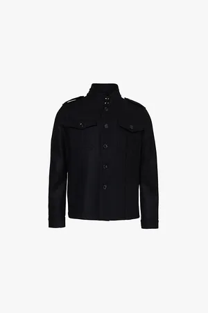 Tom Ford Stand Collar Buttoned Pockets Regular-fit Wool Coat