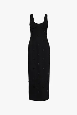 HUISHAN ZHANG Rosemary Faux-crystal-embellishment Denim Midi Dress