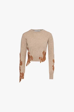 Acne Studios Round Neckline Lace-trim Wool Jumper