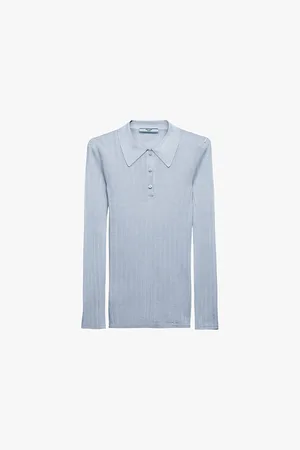 Prada Ribbed Slim-fit Cashmere and Silk-blend Polo Jumper