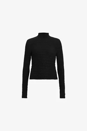 AllSaints Connie Francesco Long-sleeve Crinkle Stretch-cotton Top