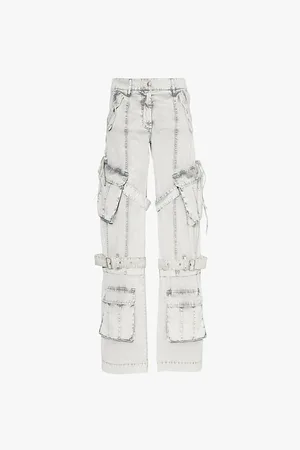 Acne Studios Embroidered-branding -pockets Wide-leg Mid-rise Cotton Trousers