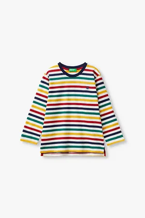 Benetton Logo-embroidered Long-sleeve Striped Cotton Top 18 Months-6 Years