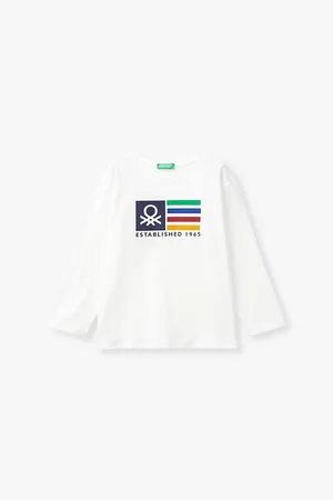 Benetton Logo-brand Long-sleeve Organic-cotton T-shirt 18 Months-6 Years