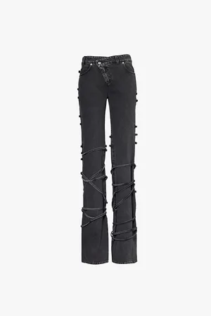 Alexander McQueen Laces-embellishment Straight-leg Mid-rise Denim Jeans