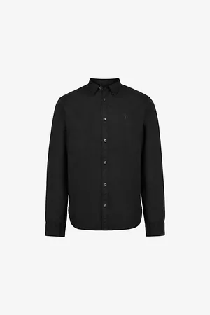 AllSaints Hawthorne Logo-embroidered Slim-fit Stretch Organic-cotton Shirt