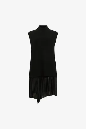 AllSaints Eve Pleated-hem Two-in-one Wool and Cashmere-blend Mini Dress