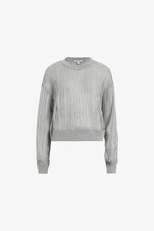 AllSaints Giana Open-knit Long-sleeve Organic-cotton Sweatshirt