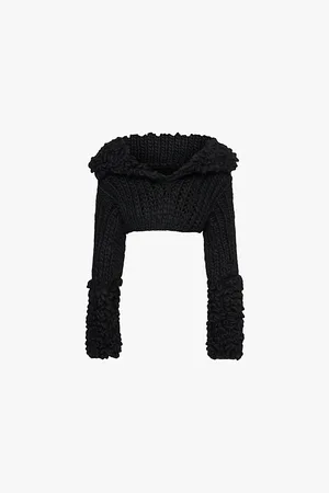MISBHV V-neckline Brushed-texture Wool and Alpaca-blend Top