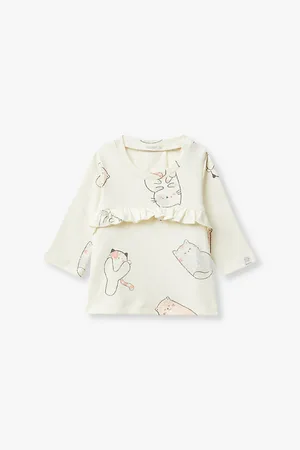 Benetton Cat-print Frill-trim Cotton Jumper 1-18 Months