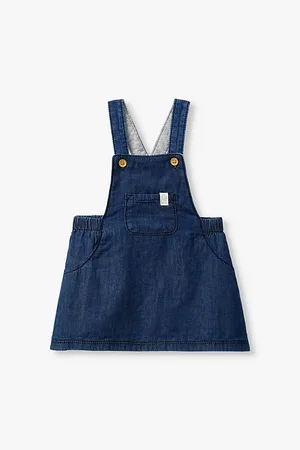 Benetton Logo-patch Elasticated-waist Pinafore Dress 1-18 Months