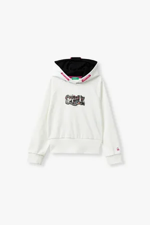 Benetton Slogan-print Relaxed-fit Stretch Cotton-jersey Hoody 6-14 Years