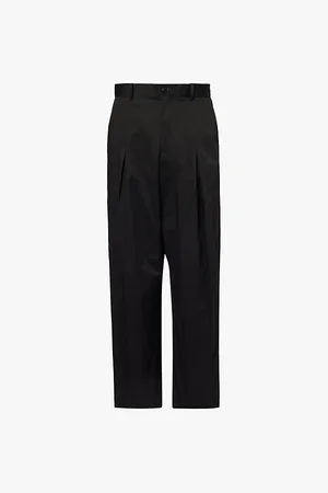 Loewe Dropped-crotch Pleat Wide-leg Cotton Trousers